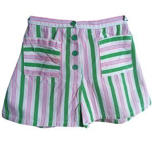 22W True Vintage 1960's Green Pink Striped High-Waisted Buttonfly 1OF1 Mod Band
